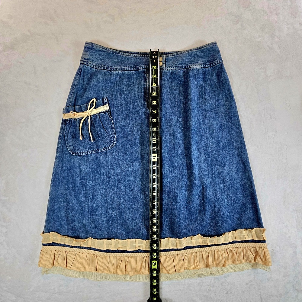 NWT Jill Brimfield Jean Skirt Size 10 Festival Boho Cottage Core Prairie Ruffle‎ - Picture 9 of 10
